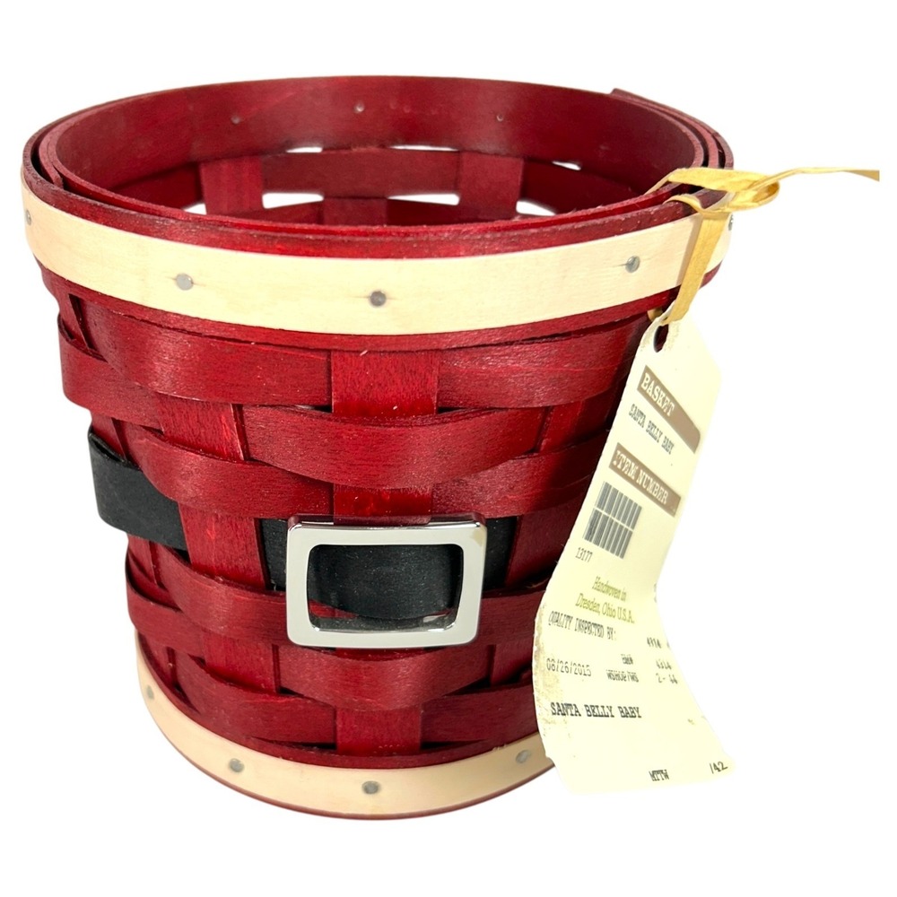 Longaberger SANTA BELLY BABY Basket 2015 with Tag Red Black White
